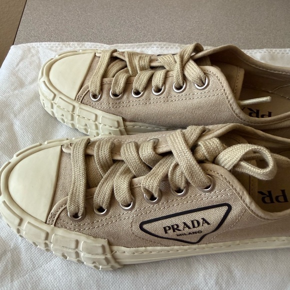 Prada Canvas Sneakers, 36.5, Tan, Women’s - Picture 8 of 10